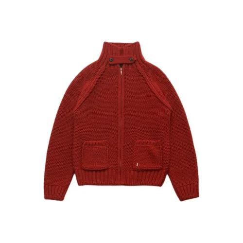 The Barnnet FW25 Eight Milk OVERSIZED Soap ZIP UP KNIT Cardigan_Red Knit Men's
