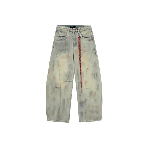 WELTER EXPERIMENT Желтые грязные унисекс джинсы