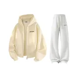 Кремовый белый топ + белые серые штаны Фотиния