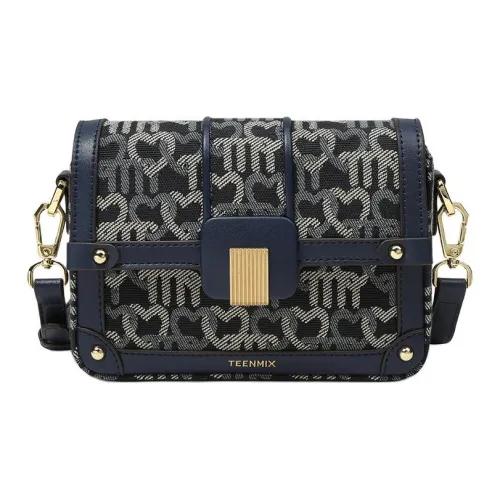 teenmix Холст Маленькая Квадратная Сумка Сумка через плечо Сумка на плечо Маленькая Женская Темно-синяя