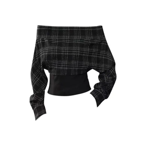 DANCANG Черно-белая клетка Женские рубашки