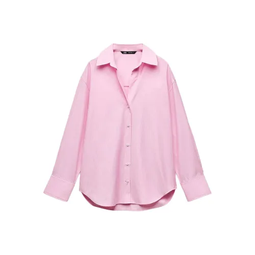 ZARA Розовые Белые Женские Рубашки