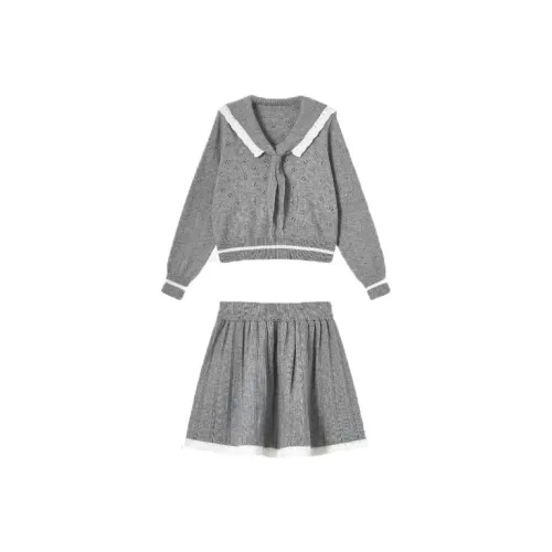 COVT Серый топ + Юбка Женские Комплекты с юбкой
