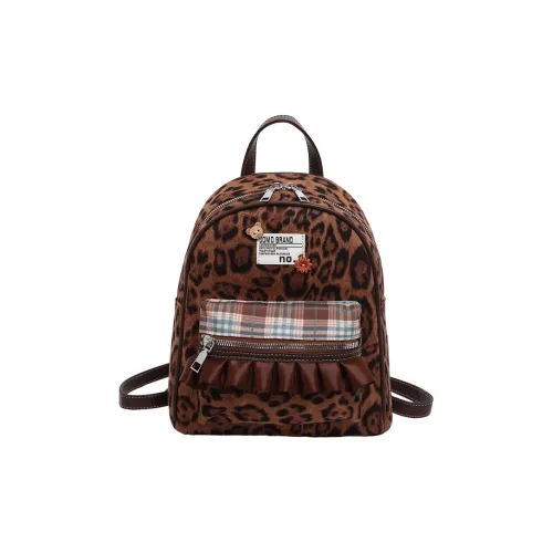 YTARA Плюшевый рюкзак женский леопардовый принт кофейный цвет