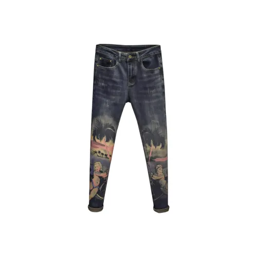 ZMHT Blue Unisex Jeans ZMHT Синий Унисекс Джинсы