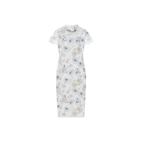 DITB Синий Чайный Коричневый Женский Ципао