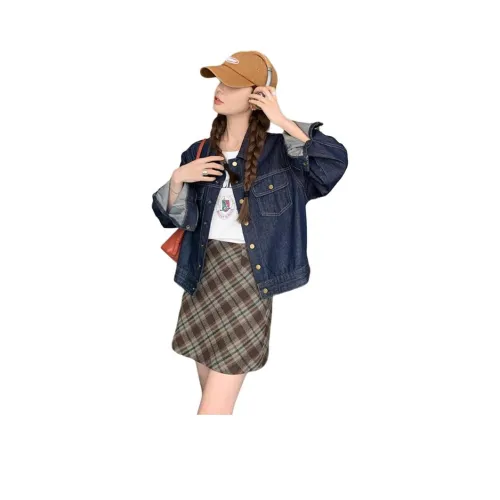 YICHEN Темно-синий женский джинсовые куртки