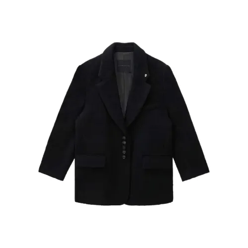 TREEMINGBIRD FW25 Альпака Шерсть Tailored Пуговица Вверх Куртка Куртки Пальто Женские