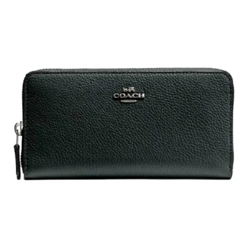 COACH Кожа Клатч Кошелек Стандартный Унисекс Чернила Зеленый