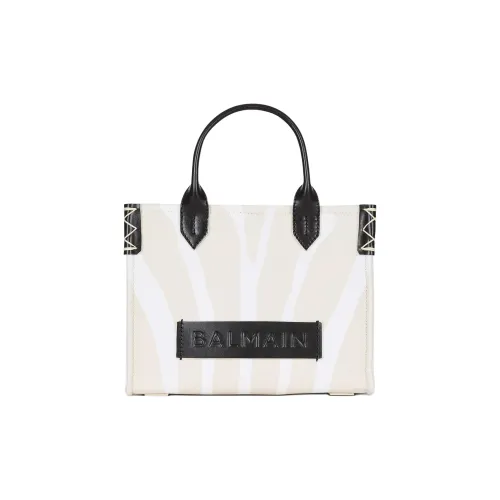 BALMAIN B Army Хлопок и Лен Сумка для покупок Маленькая Женская Бежевая