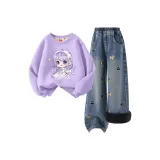 [Thickened и с флисовой подкладкой] Лолита Бабу Таро Фиолетовый + Однотонный Джинсовый Синий