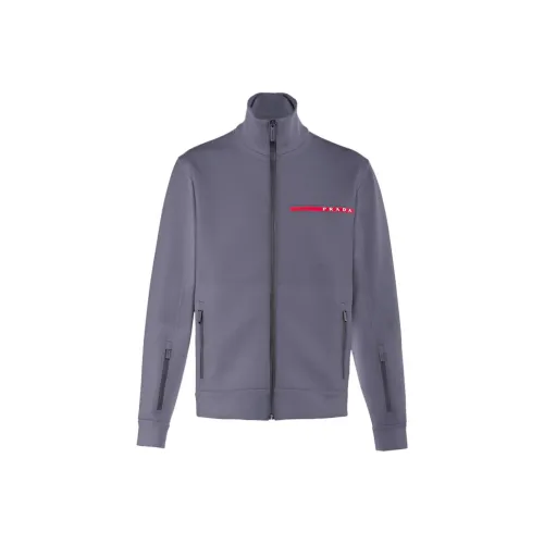 PRADA Мужские куртки железно-серого цвета