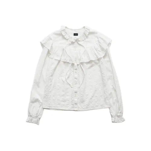 The Barnnet Fw25 Eight Milk Panel Check Рюшированная Рубашка_Сливочный Цвет Женская