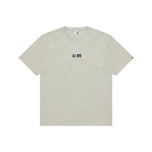 Aape BAPE x RUSSELL ATHLETIC Co Бренд Серый Белый WH2 Мужская T-Рубашка