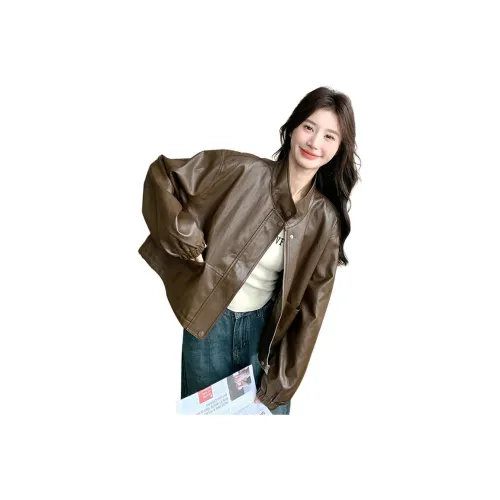 JOEM Кофе Женские Кожаные Куртки