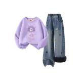 [Thickened и с флисовой подкладкой] Z Многоцветный Babu Таро Фиолетовый + Однотонный Джинсовый Синий
