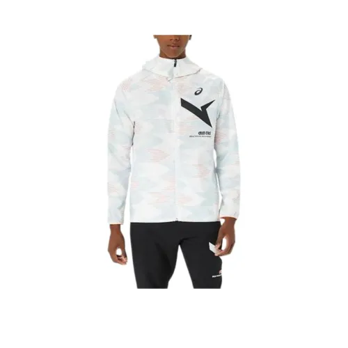 Asics A I M Эластичный Крест Graphic Толстовка Куртка Куртки Пальто Унисекс Bright White