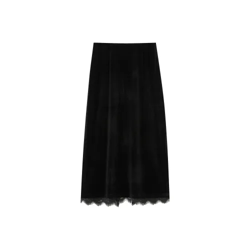 MH Черные Женские Повседневные Длинные Юбки