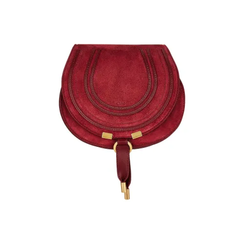 Chloe Marcie Suede с рельефной телячьей кожей сумка через плечо маленькая женская темно-красный бургунди