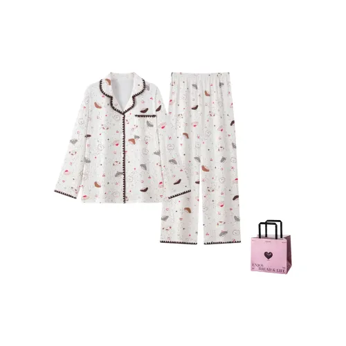 NATTY Стиль имиджа Одежда Комплекты [Сумка для покупок с сердцем] Женские Пижамные комплекты