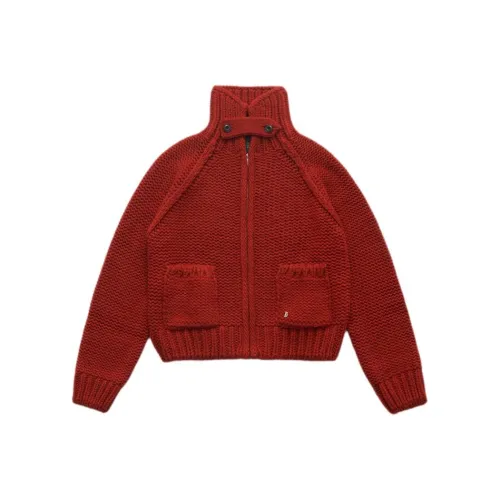 The Barnnet FW25 Eight Milk Soap ZIP UP KNIT Cardigan_Red Knit Women's