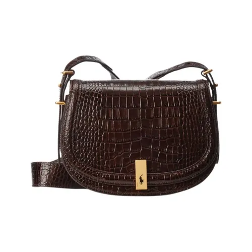 Polo Ralph Lauren Коровья кожа Седло Сумка Плечевая сумка Женская Темно-коричневая