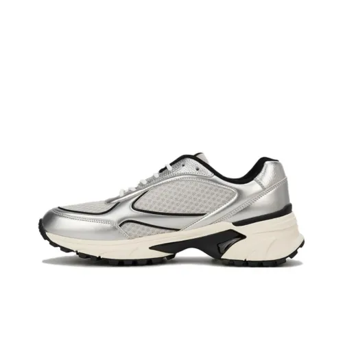 CKJ CALVIN KLEIN JEANS MID Топ Толстоподошвенные кроссовки Мужской Серебристый Черный Хлопковая конфета