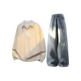 Абрикосовый топ + Синие джинсы