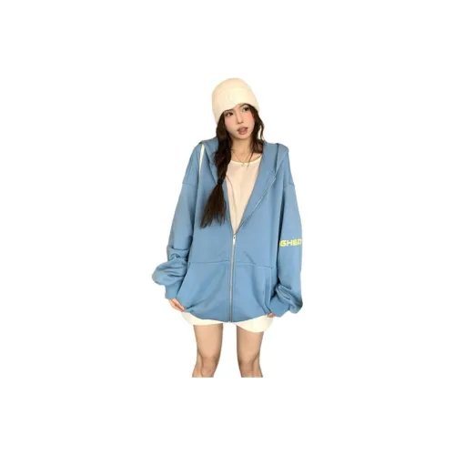 PZHK Синий Кардиган Женские Свитшоты