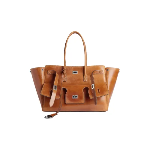 Balenciaga Bel Air Lambskin Bag Medium Women's Denim Tan