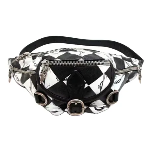 Chrome Hearts Телячья кожа Бананка Мини Женские Черный белый