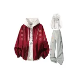 Бургунди + Белый Фотиния Серый Свитшот + Фотиния Серый Спортивные Штаны