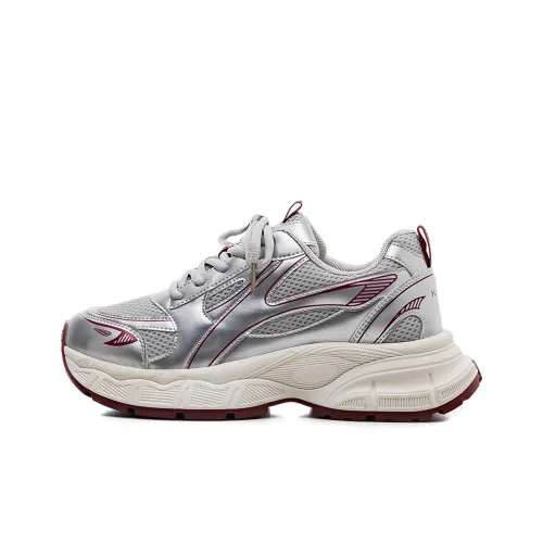 HUANQIU Высота Увеличение Дышащий Противоскользящий Низкий Топ Толстая Подошва Кроссовки Женские Серый Вино Красный