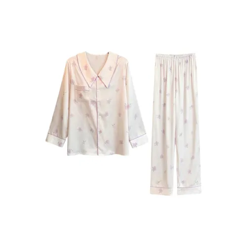 Daiyindie Осенне-зимняя пижама для женщин ледяной шелк с длинными рукавами домашняя одежда