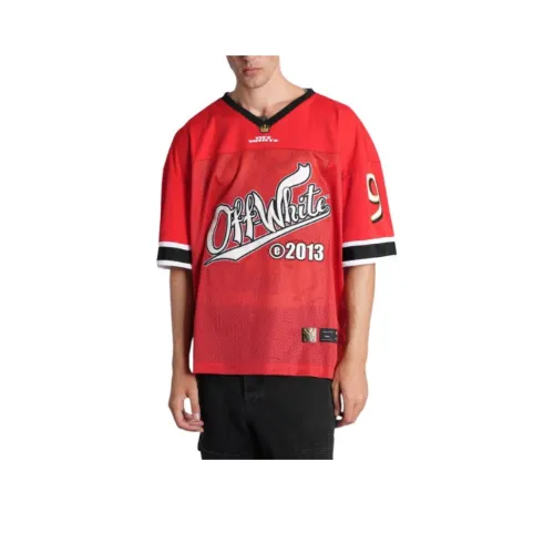 Off Белый Красный Мужская Футболка
