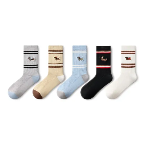 PRIMEET Полосы Такса 5 пар Женские MID Носки до икры