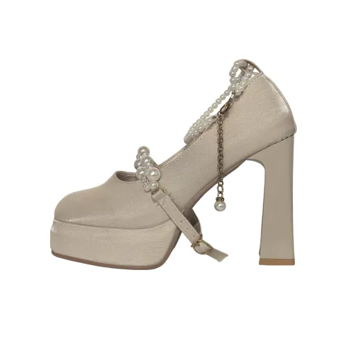 Wuji Грубый каблук Жемчужный Высокие каблуки Женские