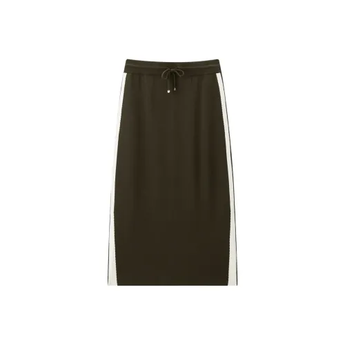 PEACEBIRD Оливково-зеленый Женские Вязаные Длинные Юбки