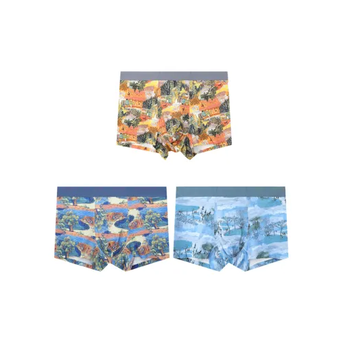 FAVMARTHA Золотой Сад + Ван Гог Апельсин + Моне Синий Мужские Боксеры