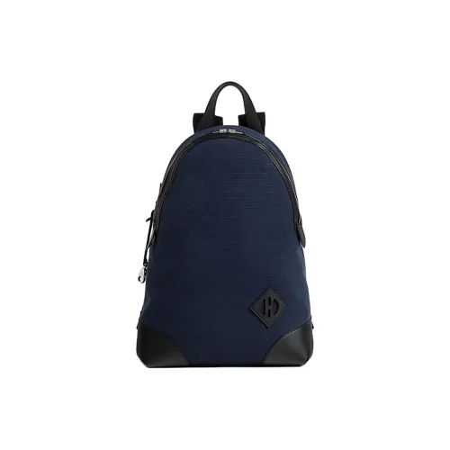 HERMES Allback Bivouac Холст Swift Телячья кожа Рюкзак Унисекс Глубокое море Синий Черный