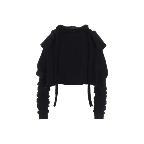 Yohji Yamamoto Femme FW25 7G Простой Стич Links CROPPED HOODIE PO W Рука WARMERS Трикотаж Женские