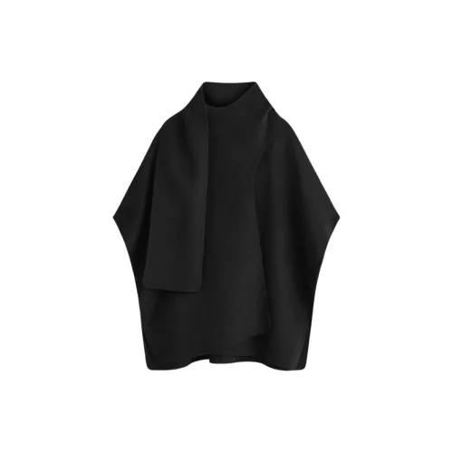 COS Мериносовая шерсть Палантины Женские Черный