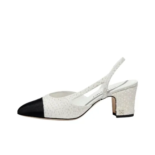 CHANEL Грубый каблук Стильные Сандалии Женские Белые Черные