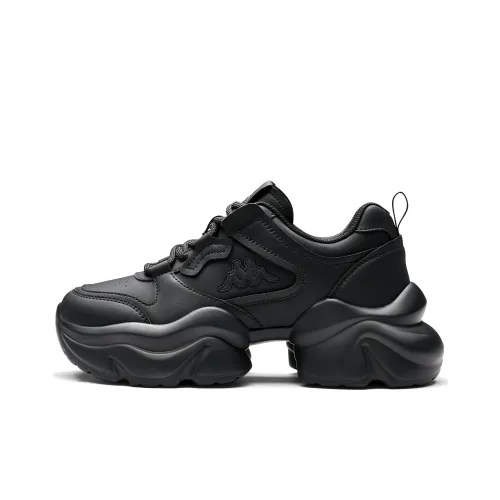 KAPPA Спина к Спине Устойчивый к истиранию Противоскользящий Низкий Топ Толстая подошва Кроссовки Женские Черные