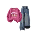 [Thickened и с флисовой подкладкой] Собачья кость, ягодно-красный + однотонный, джинсовый синий