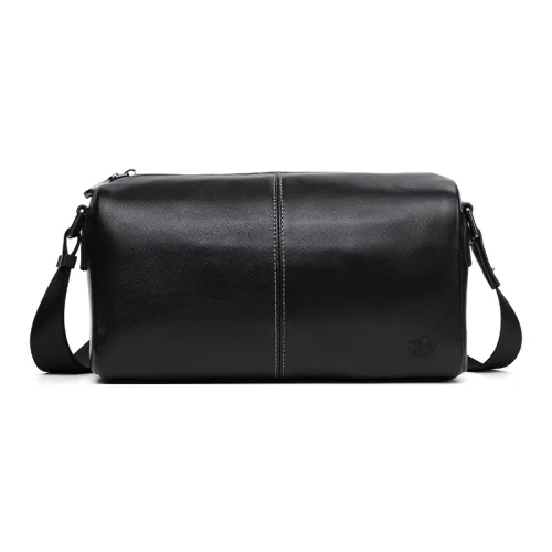 BISON DENIM Сумка через плечо из натуральной коровьей кожи стандартная мужская черная