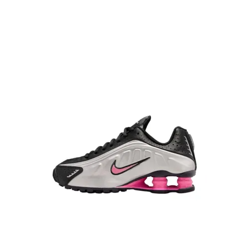 Nike Shox R4 Low Топ Детские Беговые Кроссовки Черный Серебристый Розовый Унисекс