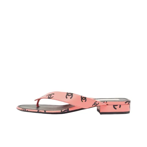 CHANEL Шлепанцы Женские Розовый Черный