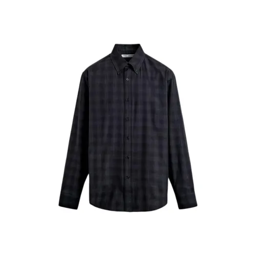 ZARA Зеленый Синий Мужские Рубашки