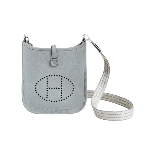 HERMES Evelyne сумка из коровьей кожи на плечо женская ледниково-синий и светлый серо-бежевый